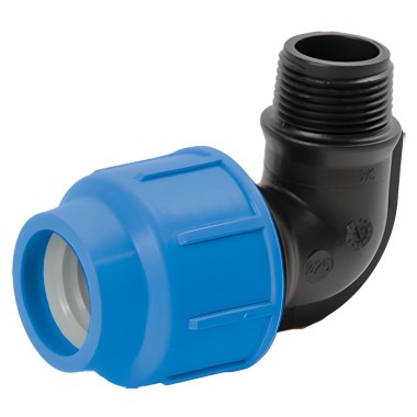 CURVA A 90° FILETTATA MASCHIO BLU