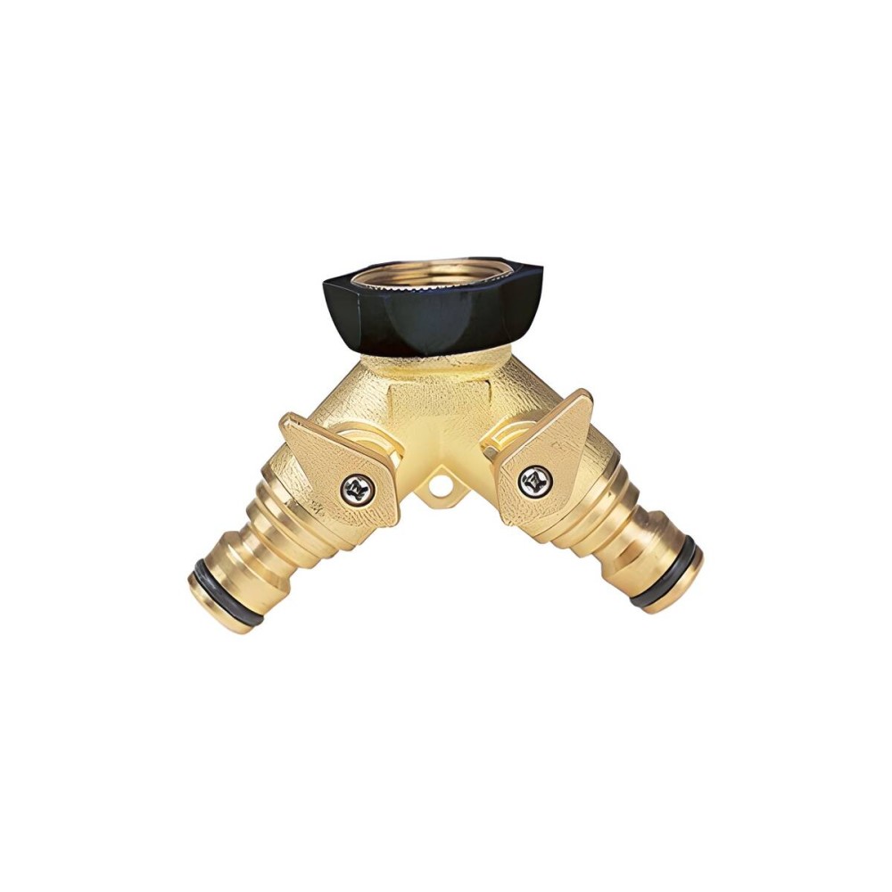  PRESA A RUBINETTO 3/4" DOPPIA USCITA CON INNESTO RAPIDO OTTONE