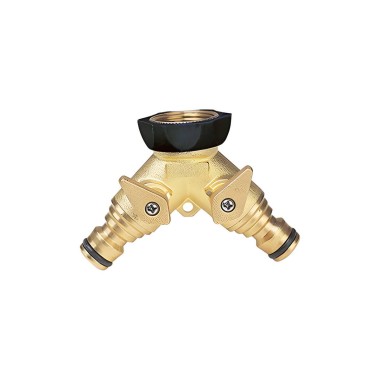  PRESA A RUBINETTO 3/4" DOPPIA USCITA CON INNESTO RAPIDO OTTONE